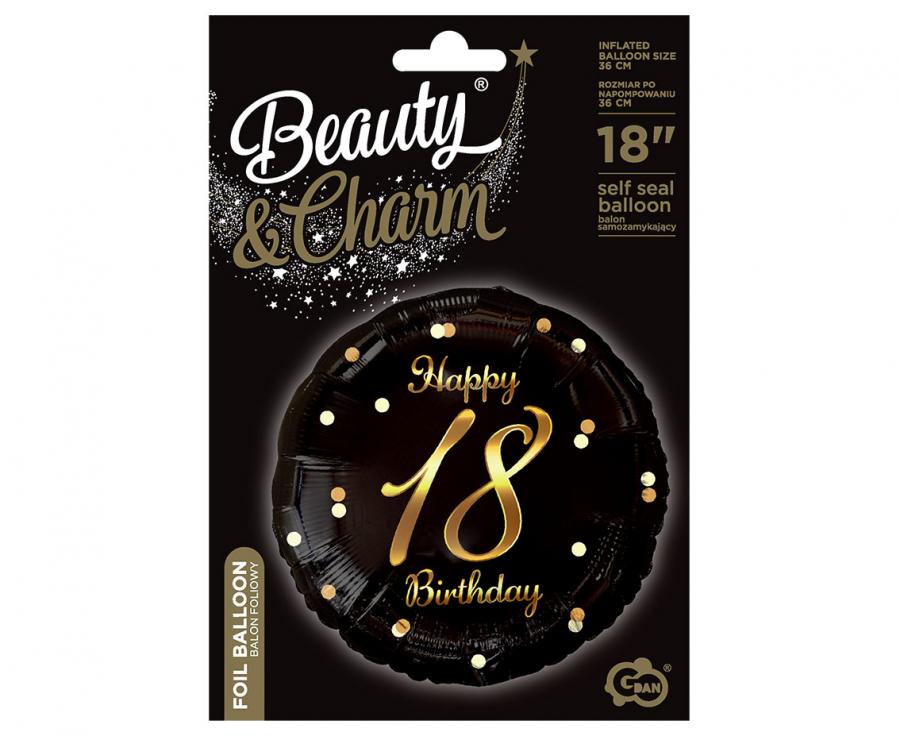 Folienballon 18th Birthday 45cm schwarz/gold