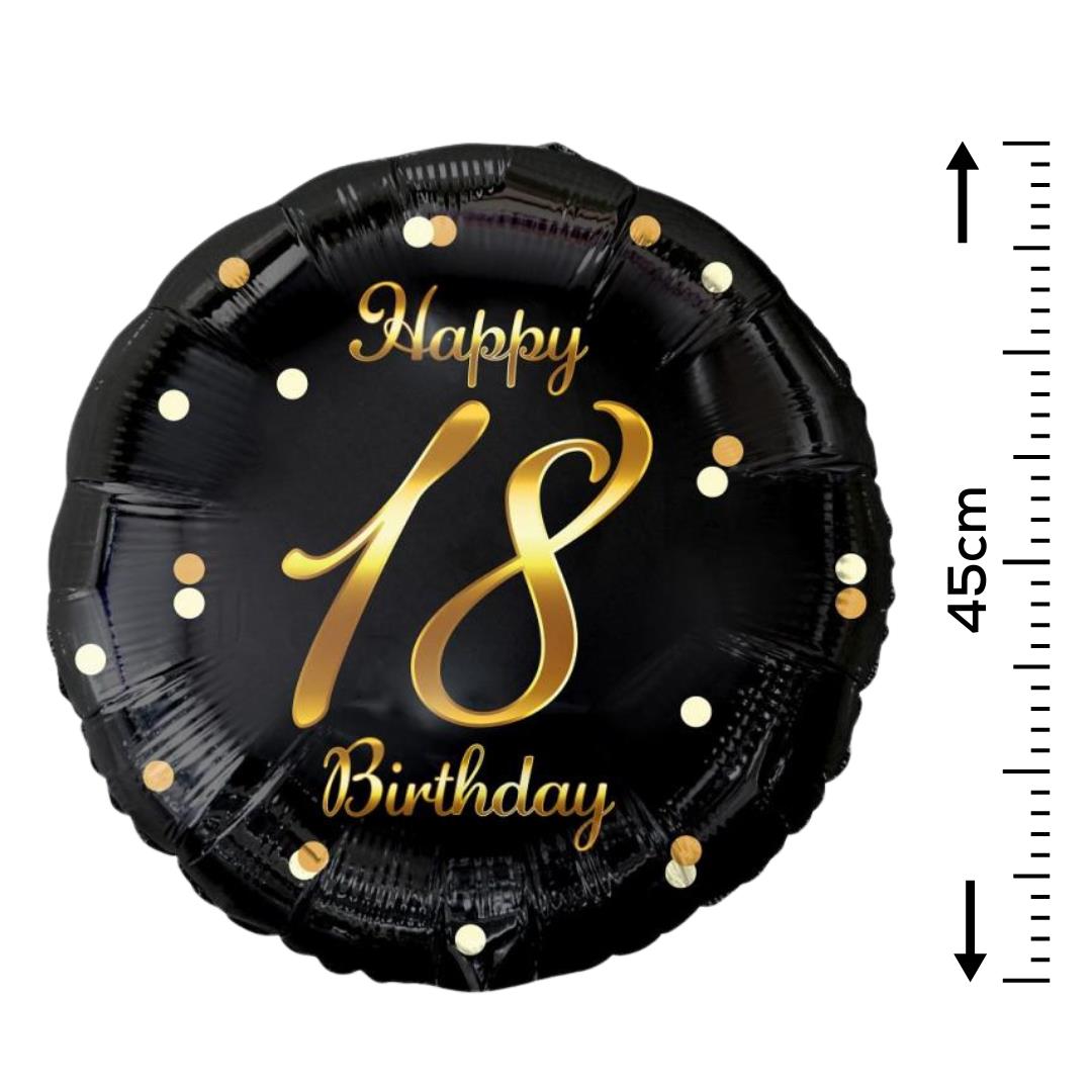 Folienballon 18th Birthday 45cm schwarz/gold