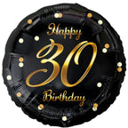 Folienballon 30th Birthday 45cm schwarz/gold