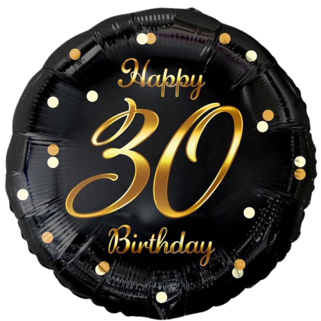 Folienballon 30th Birthday 45cm schwarz/gold