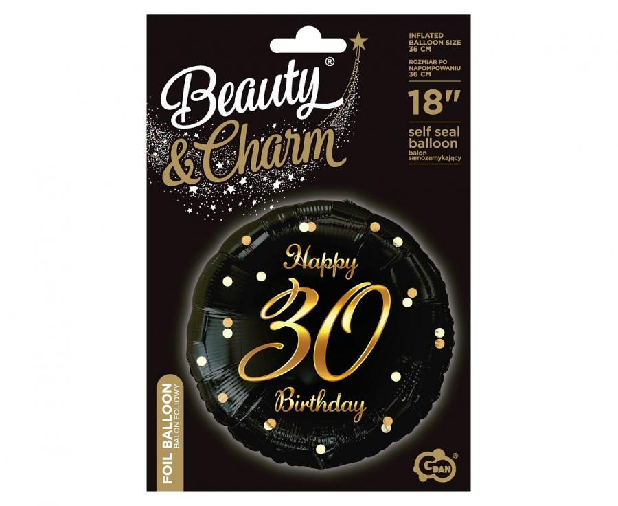 Folienballon 30th Birthday 45cm schwarz/gold