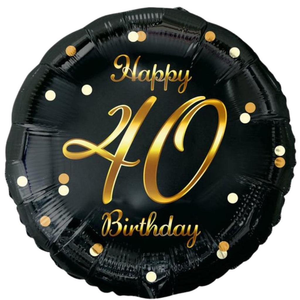 Folienballon 40th Birthday 45cm schwarz/gold