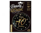 Folienballon 40th Birthday 45cm schwarz/gold