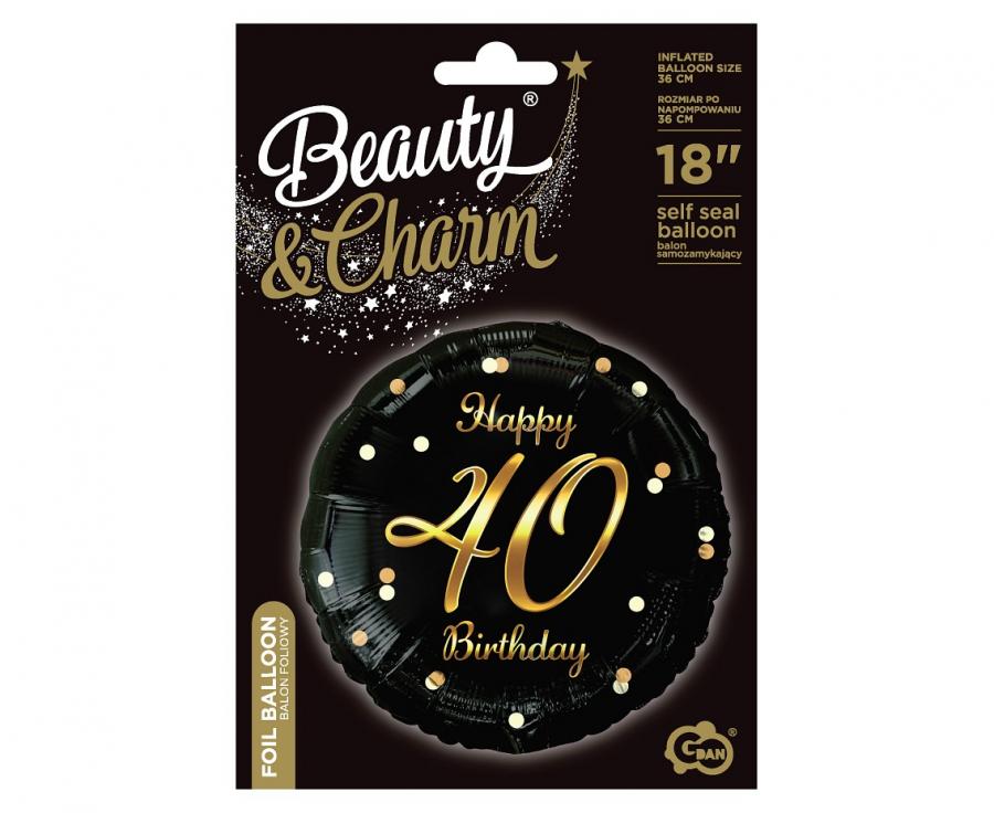 Folienballon 40th Birthday 45cm schwarz/gold
