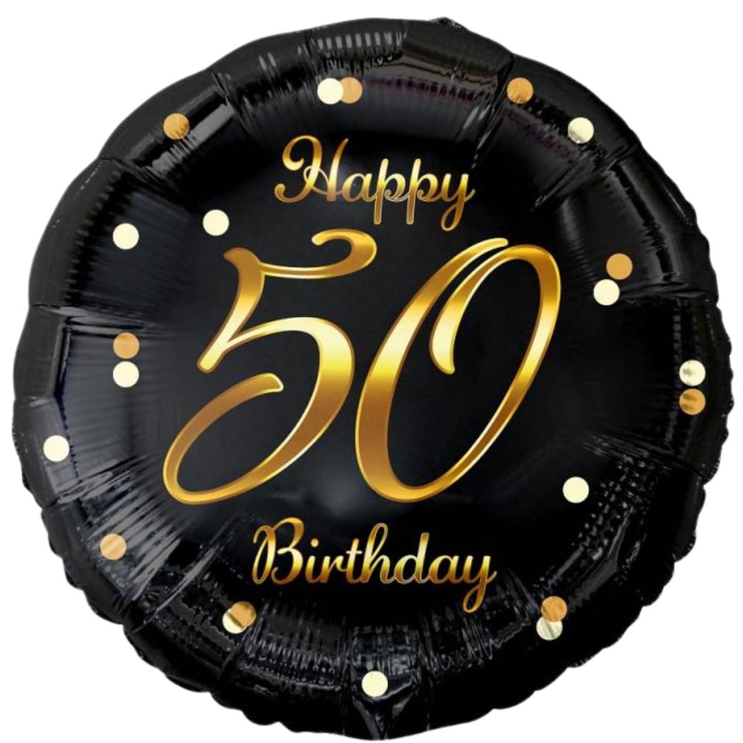 Folienballon 50th Birthday 45cm schwarz/gold