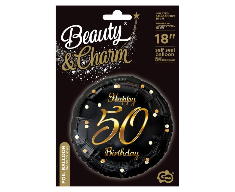 Folienballon 50th Birthday 45cm schwarz/gold
