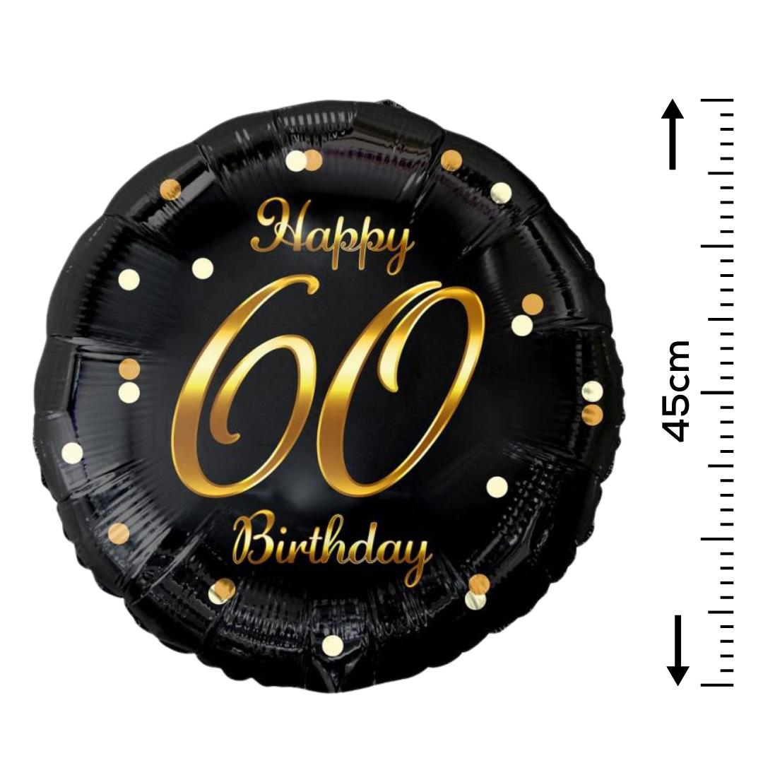 Folienballon 60th Birthday 45cm schwarz/gold