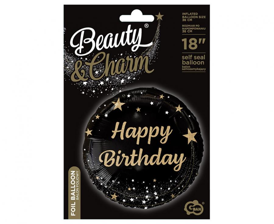 Folienballon Happy Birthday 45cm schwarz/gold
