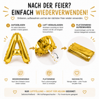 Party Austria Buchstabenballons Gold 35 cm – Wunschtext personalisierbar – Folienballons für Geburtstag, Hochzeit, Taufe & Firmung