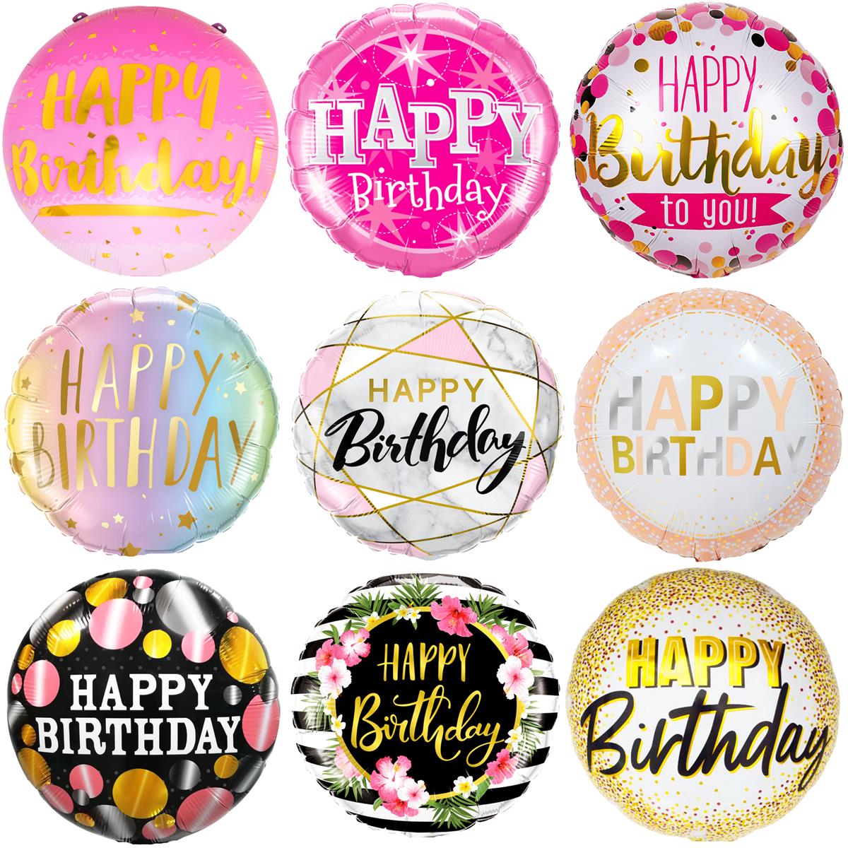 Party Austria 9x Folienballon 45cm Happy Birthday