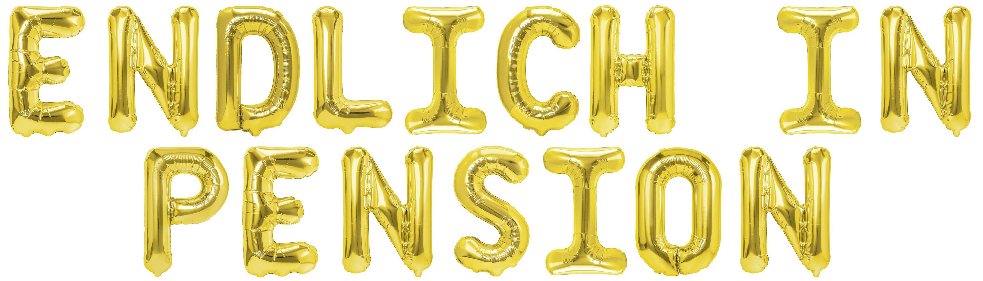 Banner (Endlich in Pension) 16x12cm weiß