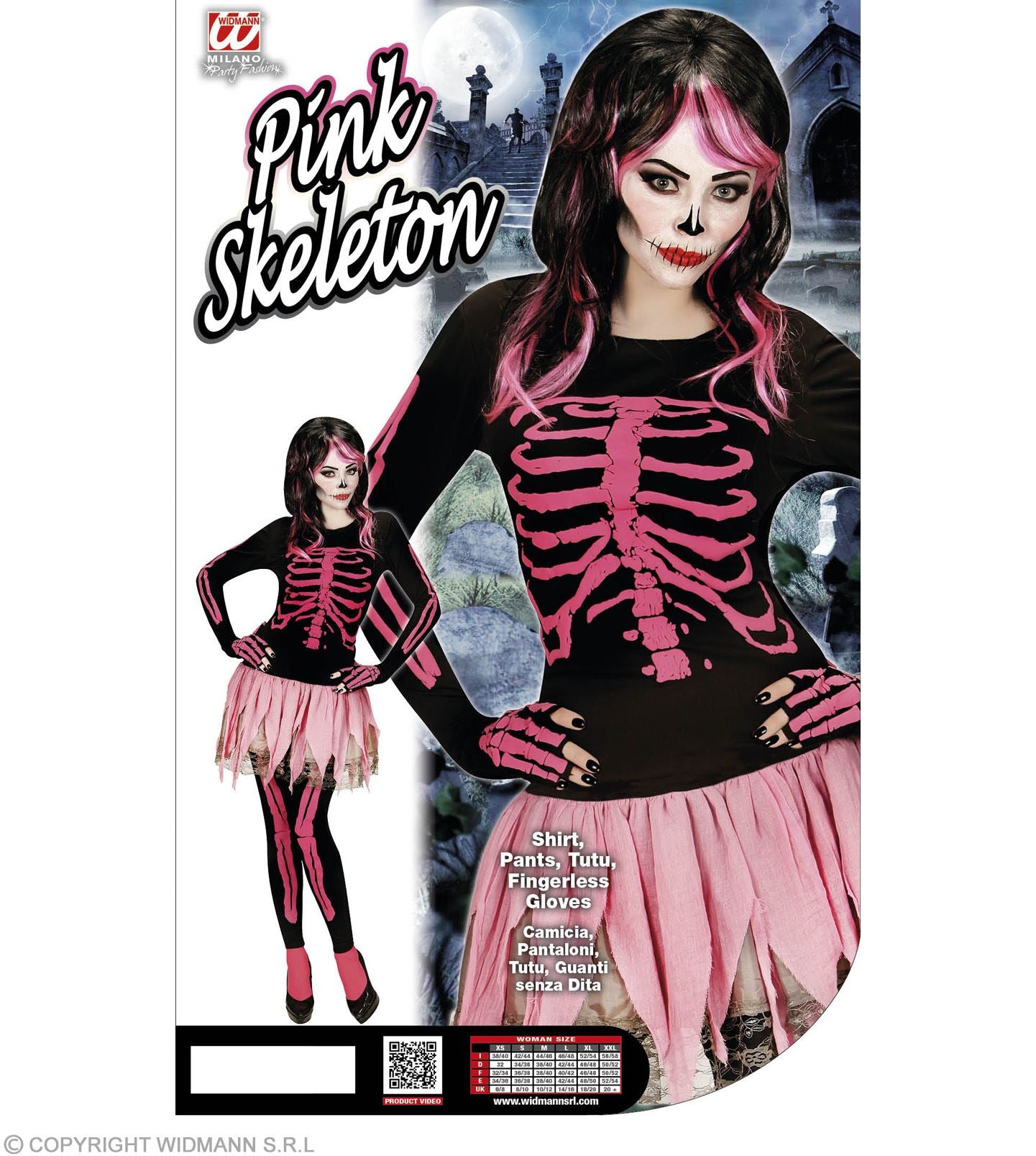 Kostüm Pink Skelett inkl. Handschuhe