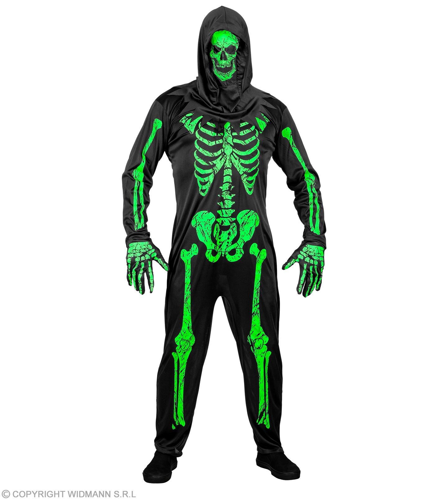 Kostüm Neonskelett grün/schwarz
