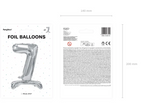 Folienballon Zahl 7 silber mit Standfuß 70cm