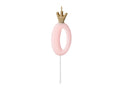 Kerze Zahl Nr. 0 mit Krone rosa 9,5cm
