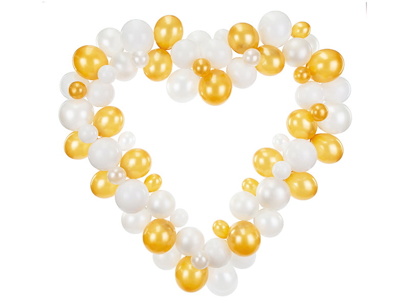 Ballongirlande Set Herz weiß gold 160cm