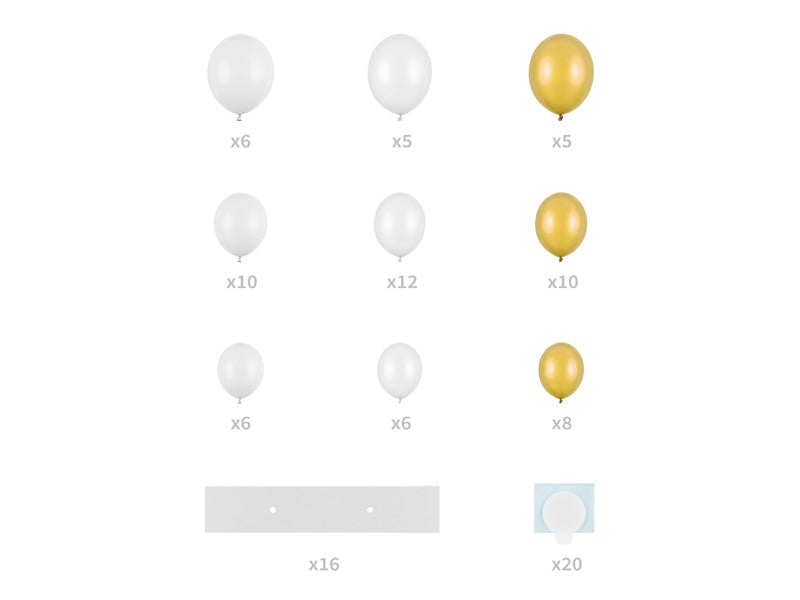 Ballongirlande Set Herz weiß gold 160cm