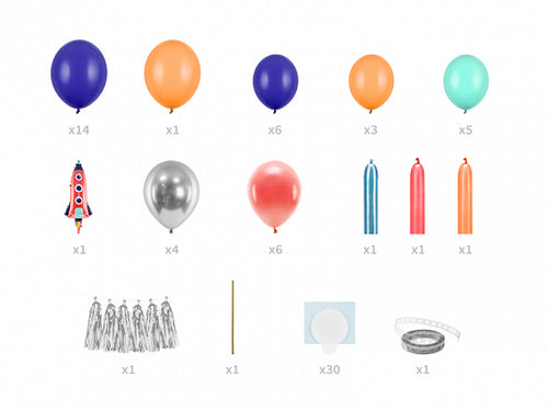 Ballongirlande Set Rakete bunt 154x130cm