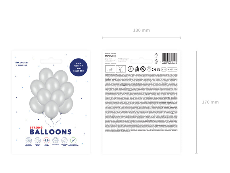 10x Latexballon Strong silber metallic 30cm