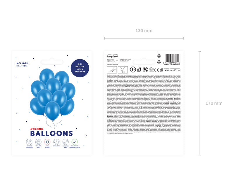 10x Latexballon Strong blau metallic 30cm