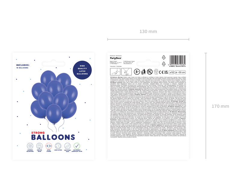 10x Latexballon Strong dunkelblau pastell 30cm