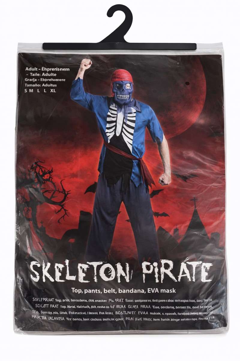 Kostüm Skelett-Pirat Shirt Hose Gürtel Maske