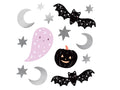 56x Wandaufkleber Halloween schwarz rosa silber