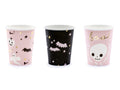 6x Papierbecher Halloween schwarz rosa 220ml