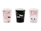 6x Papierbecher Halloween schwarz rosa 220ml