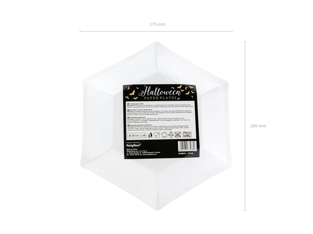 6x Papierteller Fledermaus schwarz gold