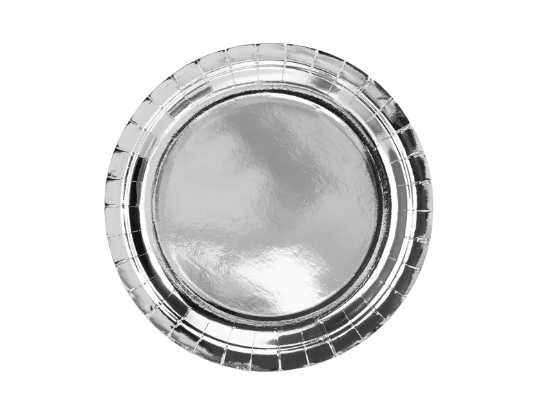 6x Papierteller silber 23cm