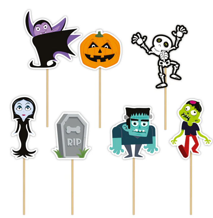 7x Cupcake Topper Halloween Monster 9cm