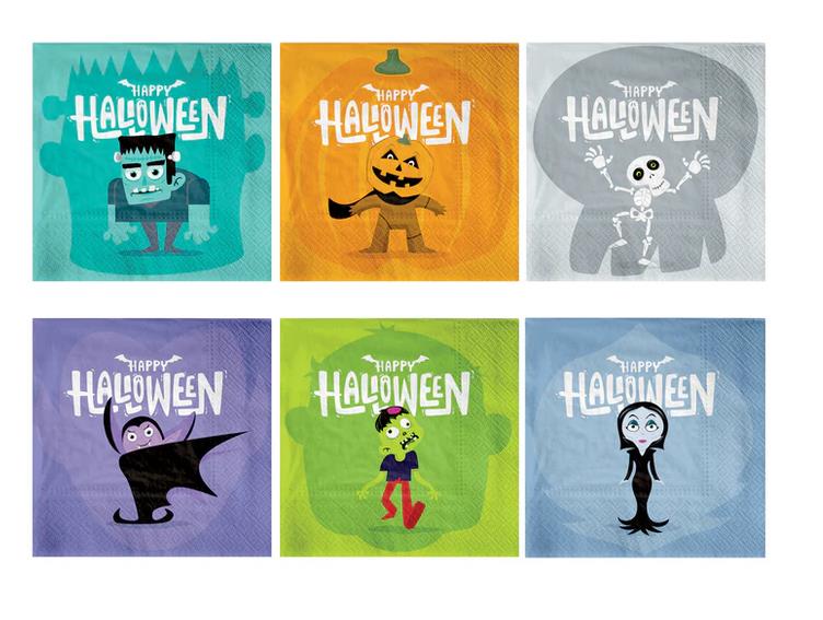 12x Serviette Halloween Monster 33x33cm