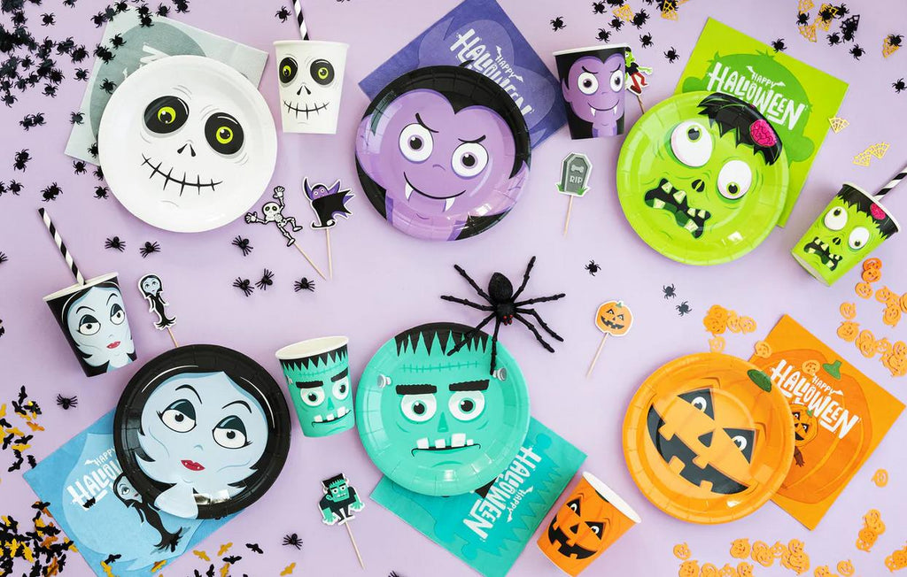 6x Papierteller Halloween Monster 18cm