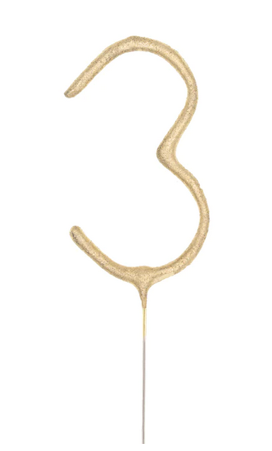 Wunderkerze Zahl Nr. 3 gold 16cm