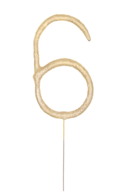 Wunderkerze Zahl Nr. 6 gold 16cm