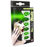 Set Fingernägel Neon Fledermaus selbstklebend 12 Stk.