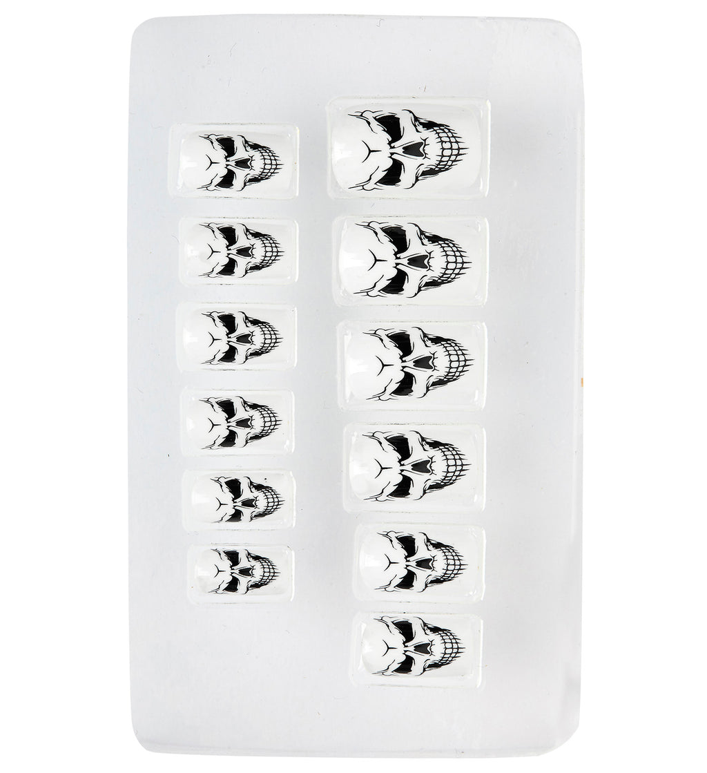 Set Fingernägel Totenkopf selbstklebend 12 Stk.