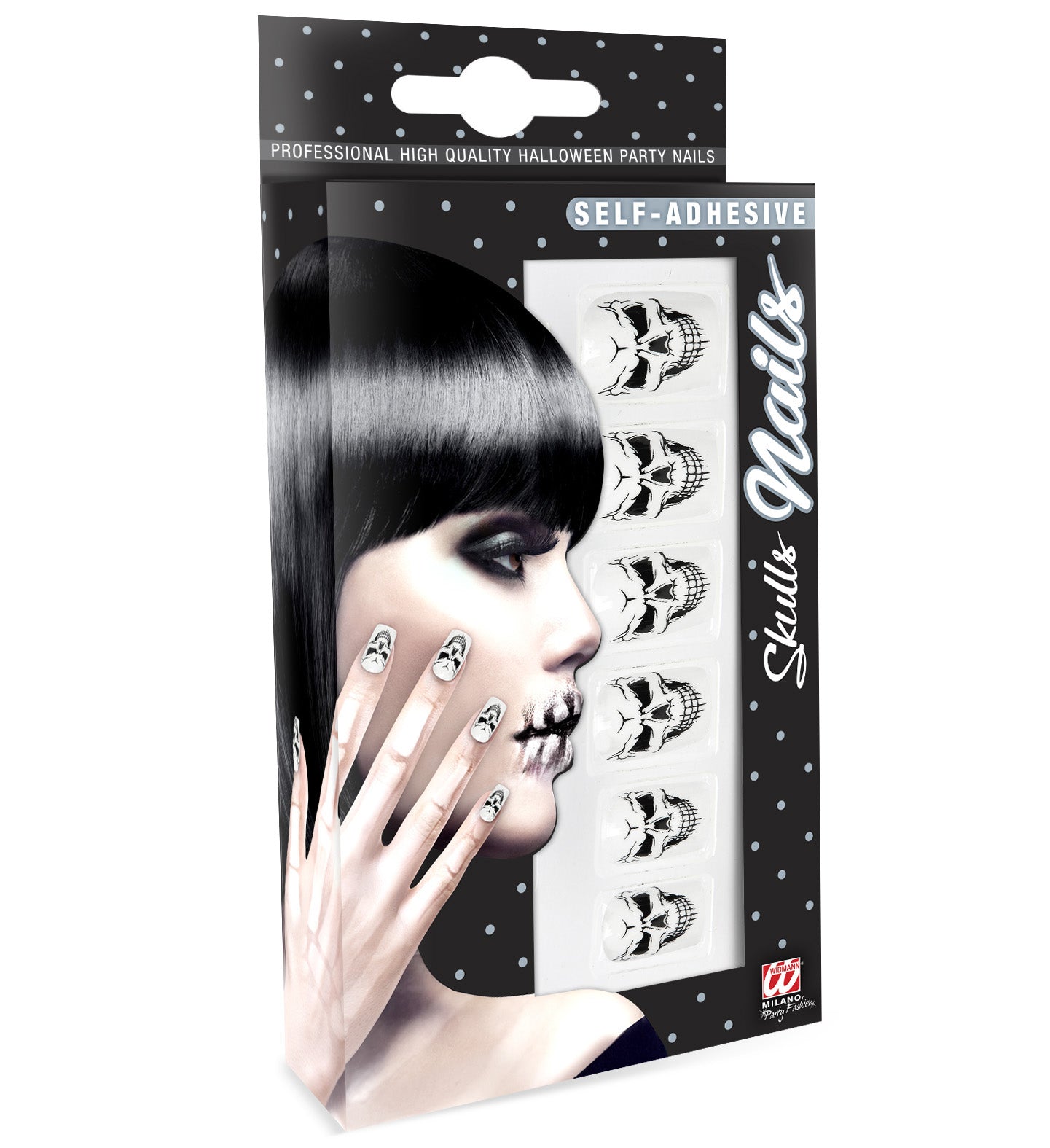 Set Fingernägel Totenkopf selbstklebend 12 Stk.