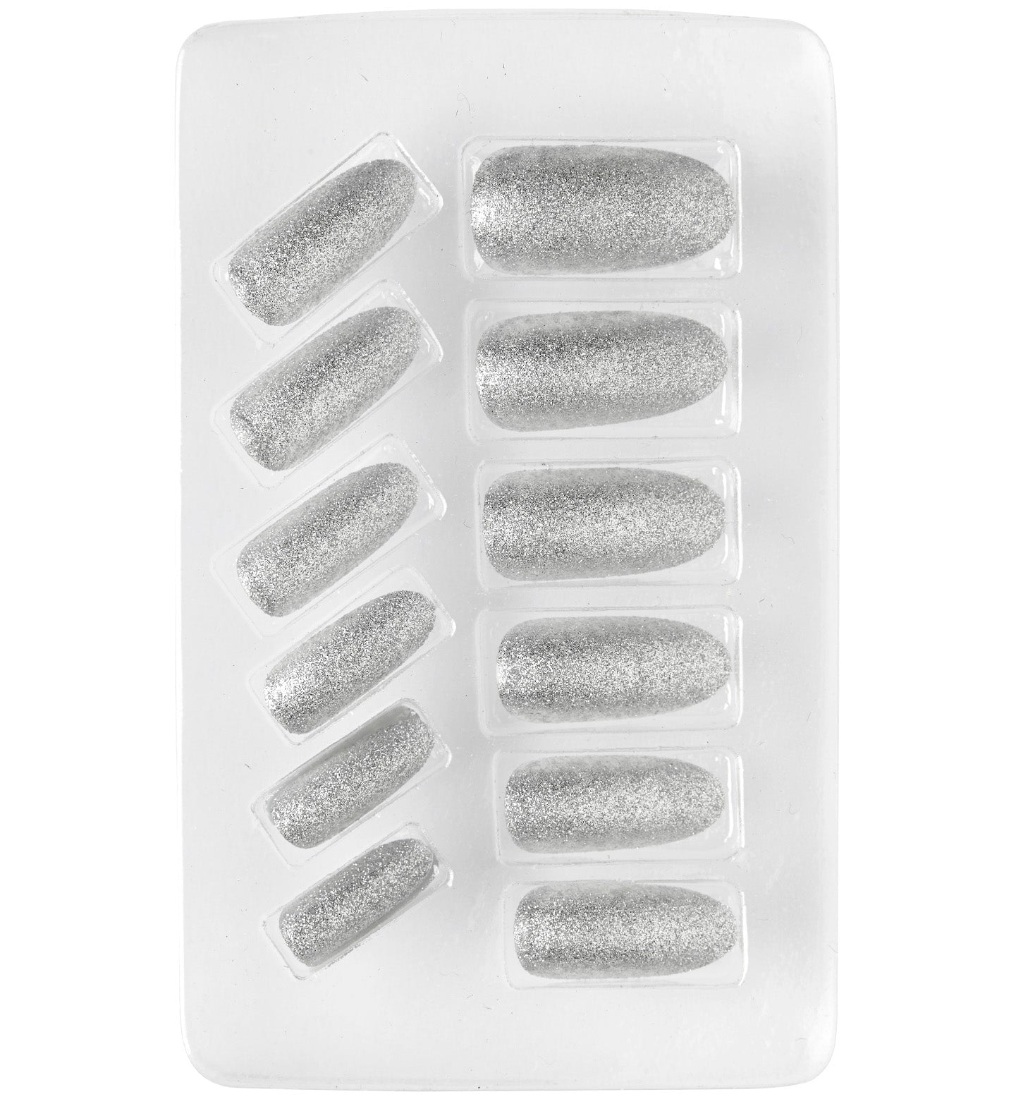 Set Fingernägel Glitzer silber selbstklebend 12 Stk.