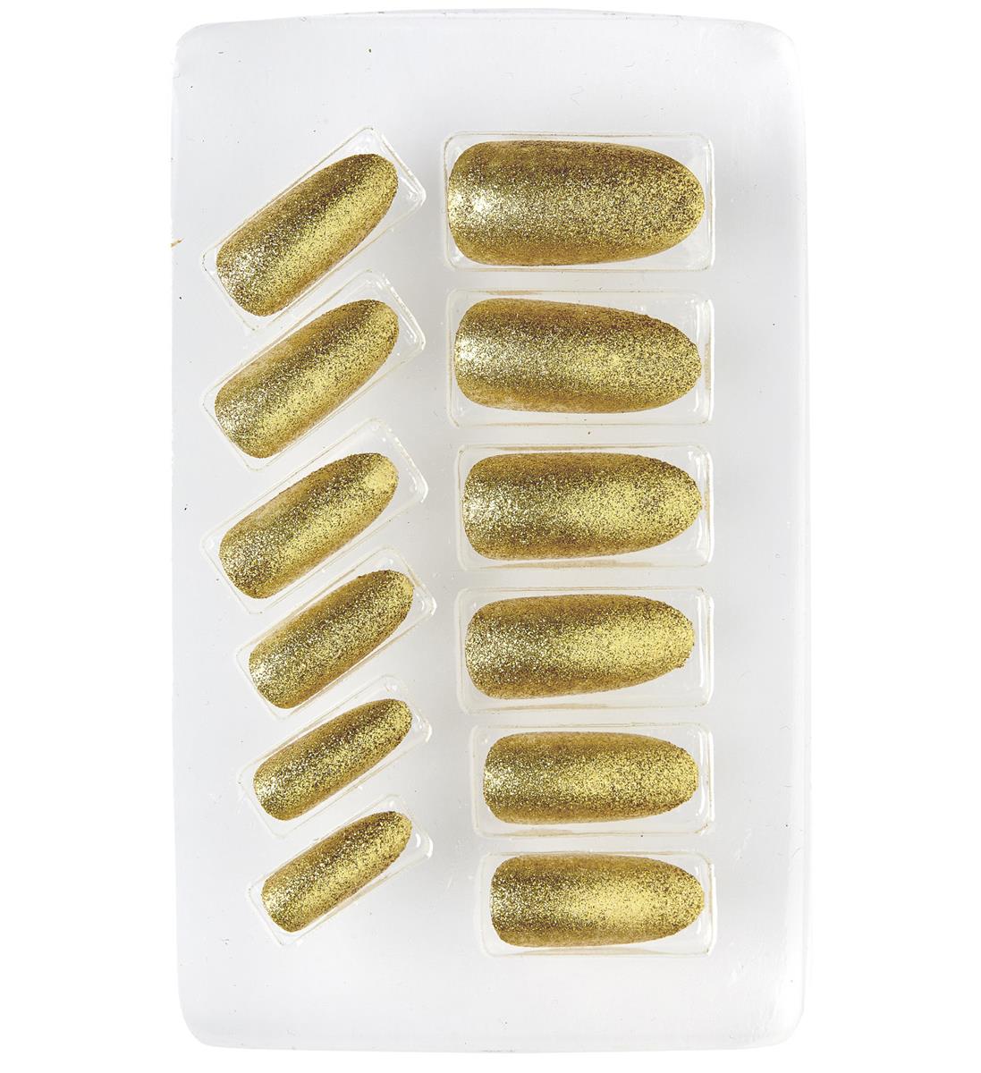 Set Fingernägel Glitzer gold selbstklebend 12 Stk.