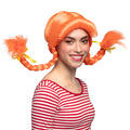 Perücke Heidi Zöpfe orange mit Masche
