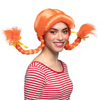 Perücke Heidi Zöpfe orange mit Masche