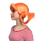 Perücke Heidi Zöpfe orange mit Masche