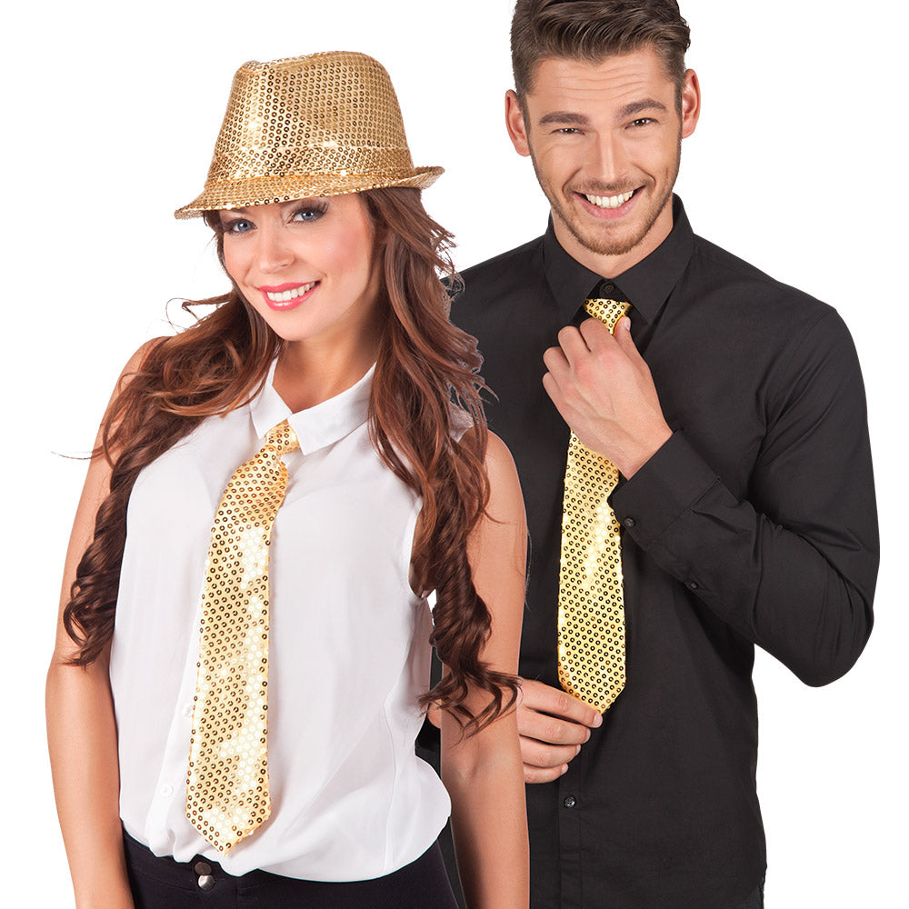 Krawatte Glitzer gold