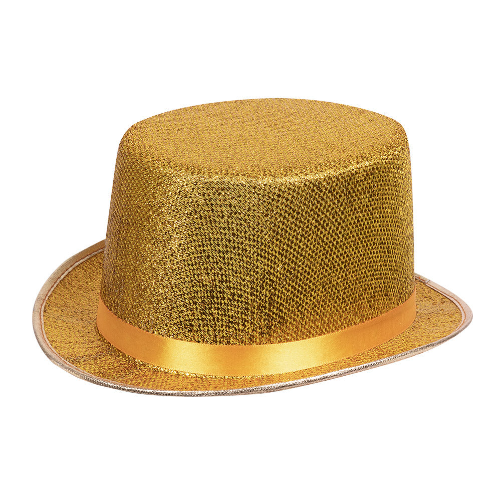 Hut Zylinder gold Glitzer