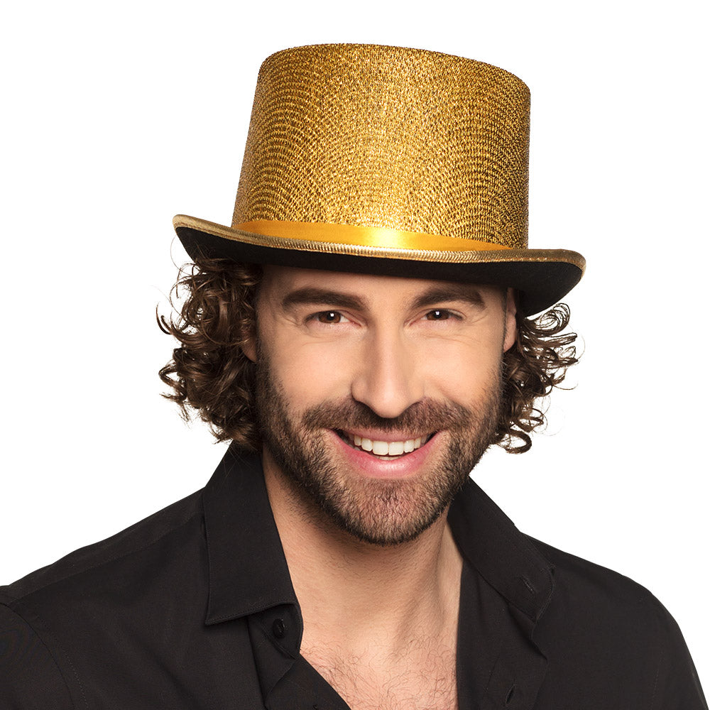 Hut Zylinder gold Glitzer
