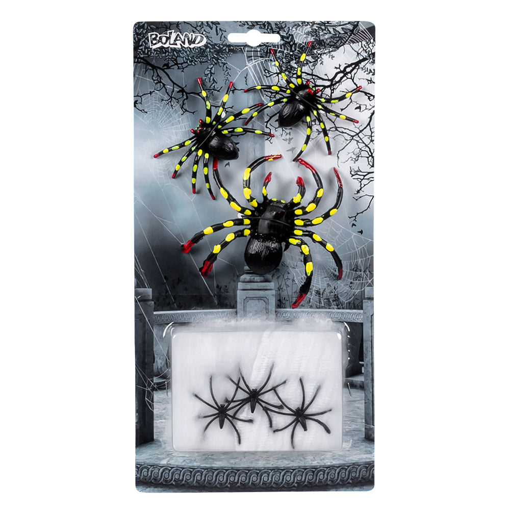 6x Spinne und Spinnennetz 5g weiß