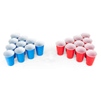 Bier Pong Set 24x Becher & 4x Ball blau/rot