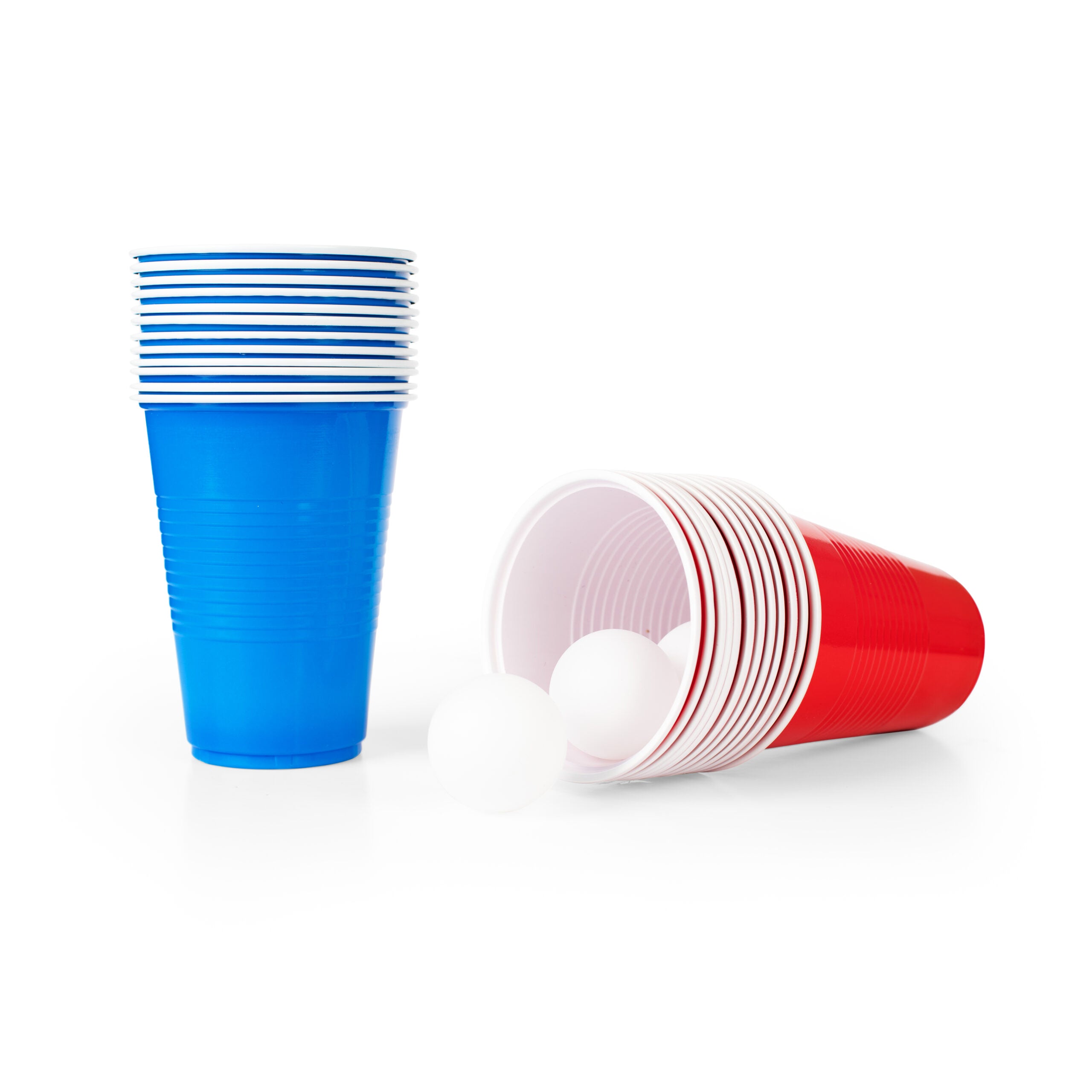 Bier Pong Set 24x Becher & 4x Ball blau/rot